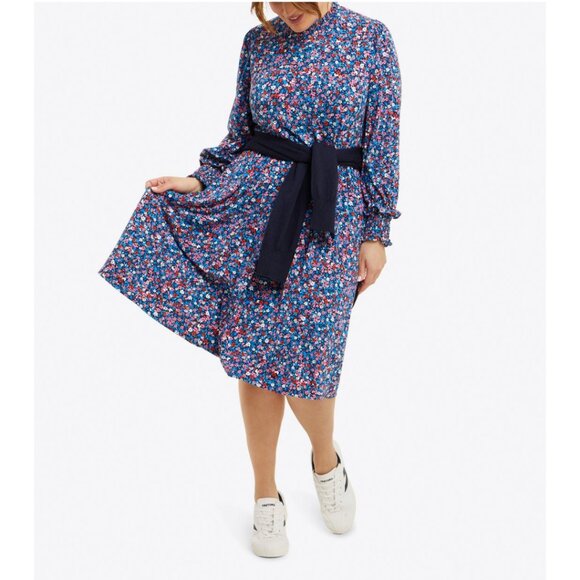 NWT DRAPER JAMES Womens' Blue Wispy Floral Kitty Knit Shift Dress XL - Picture 5 of 12